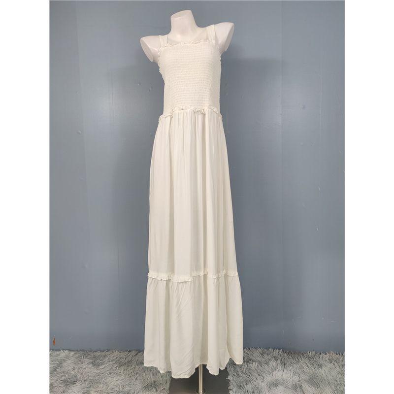 

Экспорт Одиночный Модный Отпуск Лето Сексуальные Бретели Минималистичный Белый Приталенный Стройнящий Широкий Подол Легкое Сказочное Платье White One size