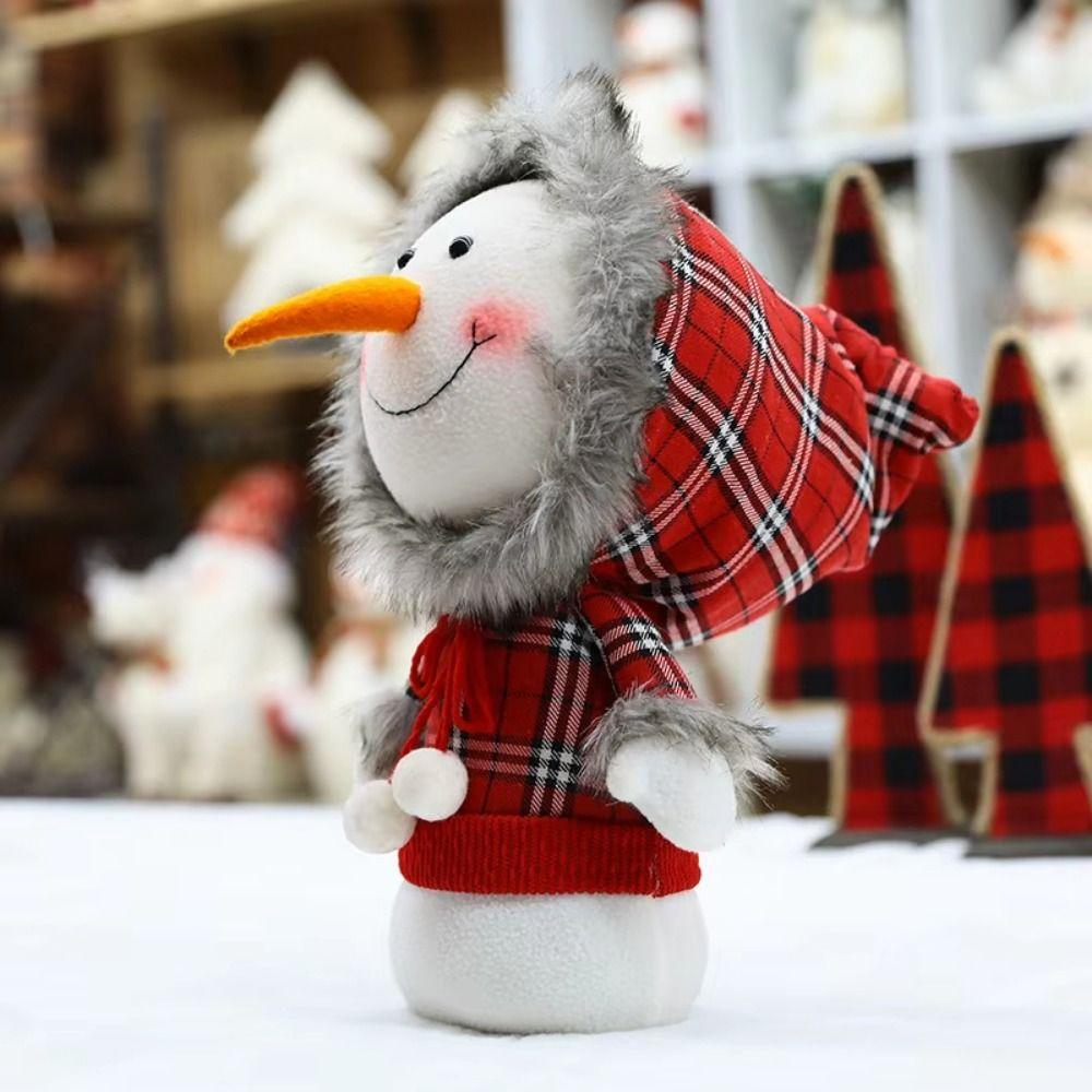 Funny Christmas Snowman Doll Cartoon Cute Snowman Figure  Home Decoration