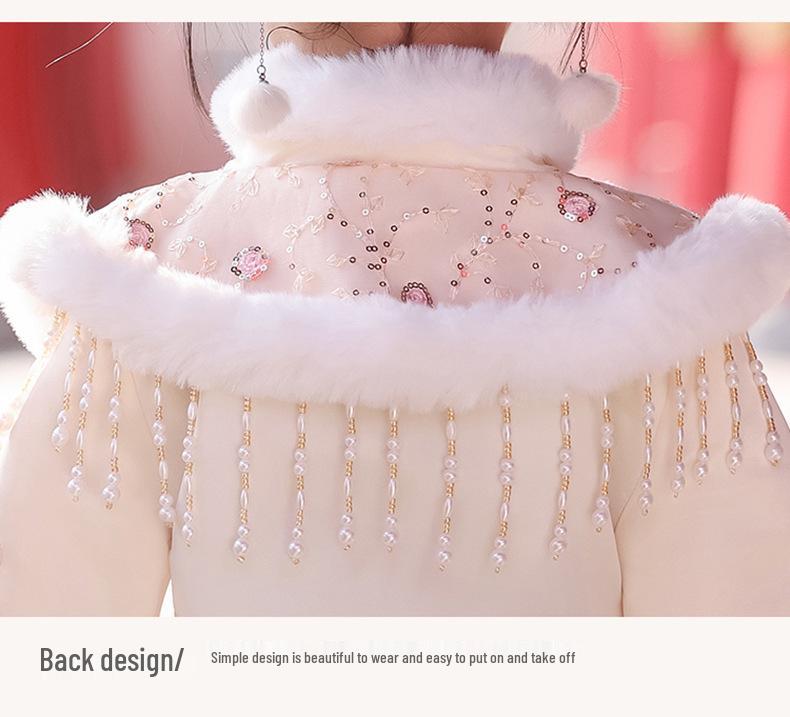 Girls' Velvet Hanfu Winter Outfit - Chinese New Year 2025 Tang Suit Costume