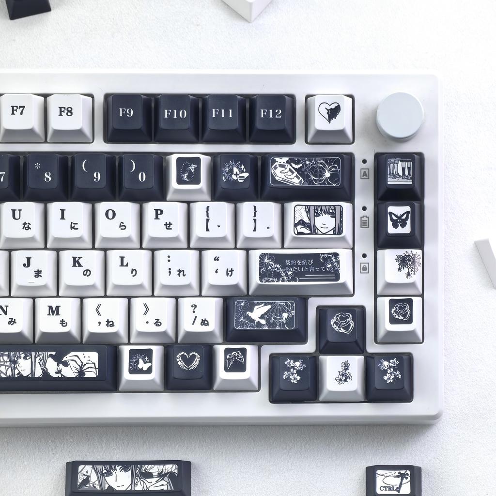 MAIMOOO Makima Keycaps Korean Russian Cherry Moa Pbt Thermal Sublimation Customized Keyboard KeysCaps Black And White