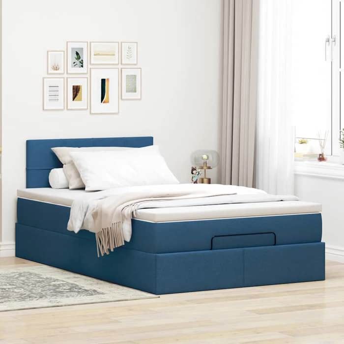 Lit ottoman - Maison Exclusive - Rangement hydraulique - LED intégrée bleue - Matelas 120x200 cm