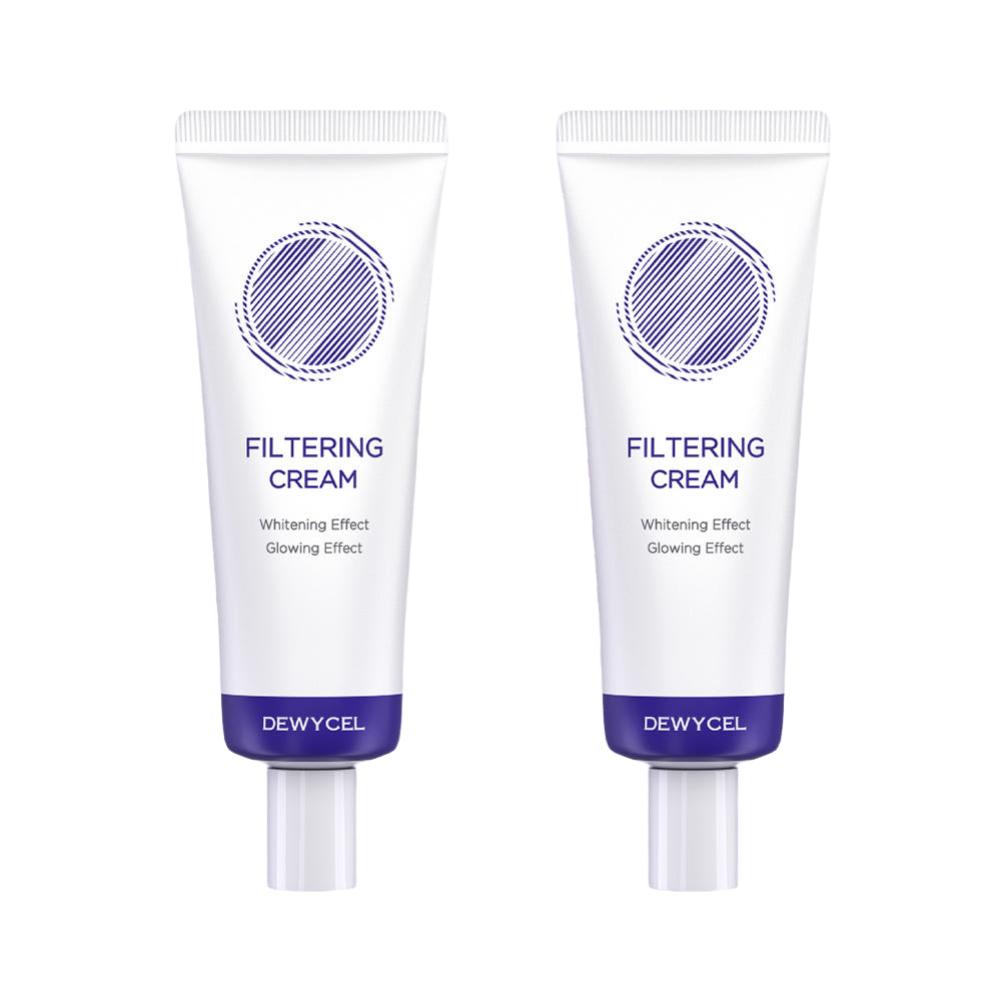 DEWYCEL Filter Lin Cream Dual Set 40ml + 40ml SPF 50+ PA++++ Long-Lasting Hydrating Sunscreen Brightening Tone-Up Base Primer