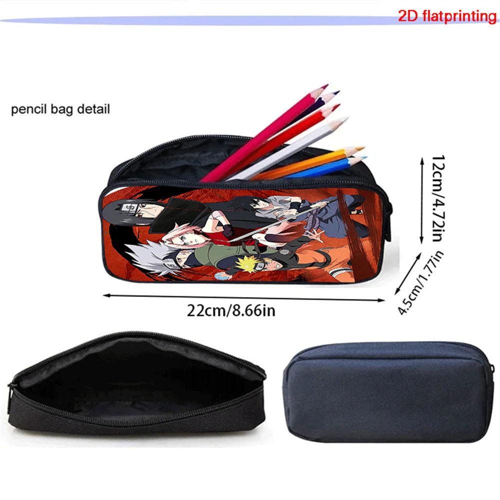 3Pcs Set NARUTO Anime School Backpack With Front Pocket & Crossbody Bag & Pencil Bag,Durable&Lightweight,for Boys&Girls Age 5-11