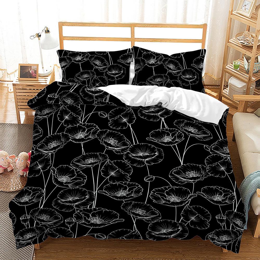 Home Textile Bed Three-Piece Flower Flower Digital Printing Quilt Cover