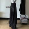 Zwarte rechte jeans dames fluweel nieuw peervormig los figuur hoge taille dun wijde pijpen dweilbroek