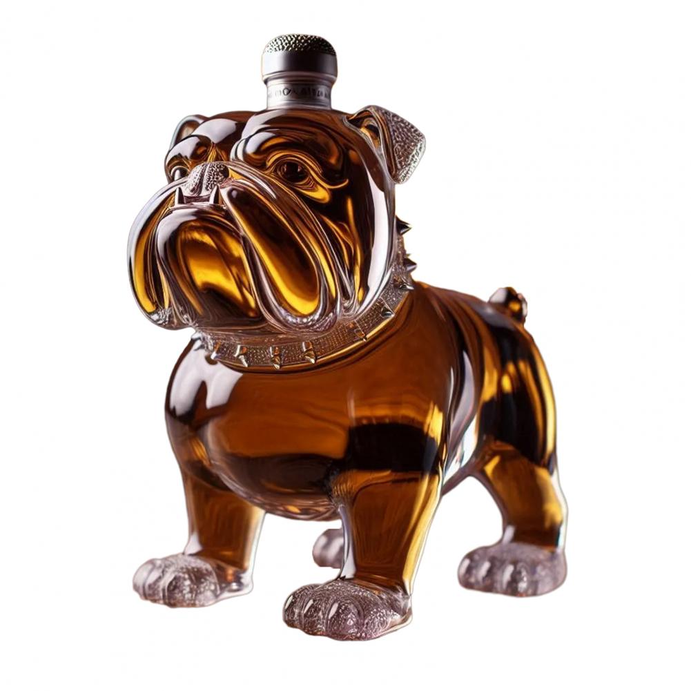 300ml Large Capacity Bulldog Shaped Whiskey Bottle Red Glass Decanter for Red Wine Home Bar Whiskey Drinking Accessory