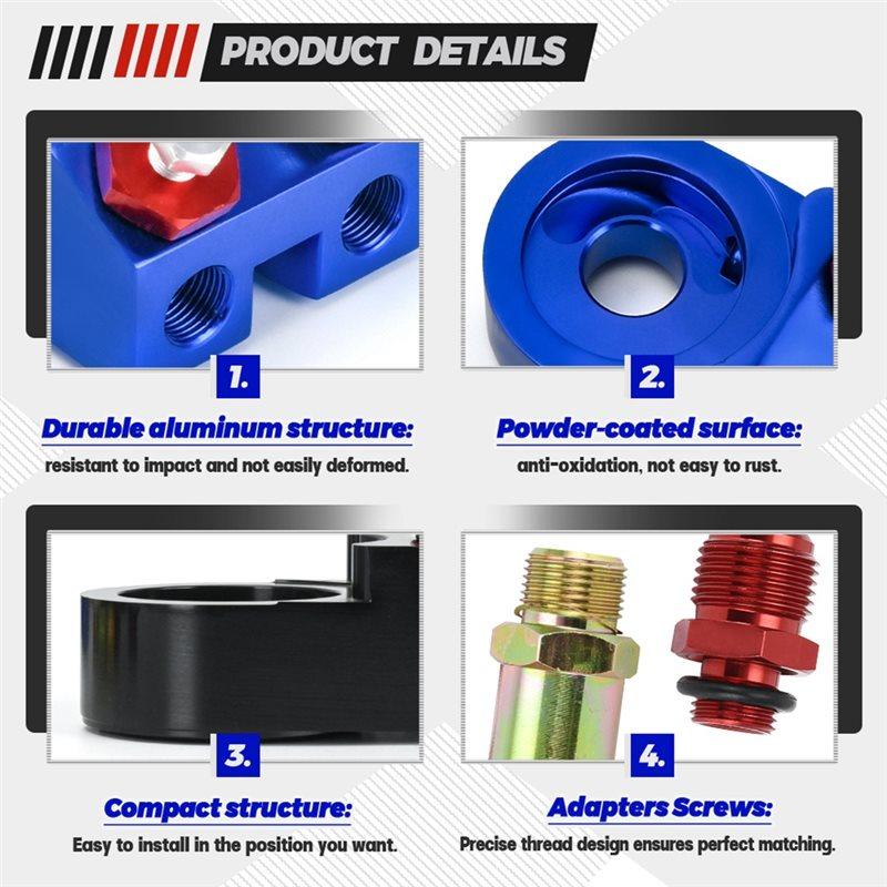 Ingenious-Aluminum Oil Cooler Kit 10AN Oil Filter Sandwich Adapter For Turbo T3 T4 Engine Plates
