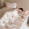 Lyocell Silk Summer 4-Piece Bedding Set: Cool Quilt, Fitted Sheet, Summer Blanket, Thin Air Conditioning Quilt.