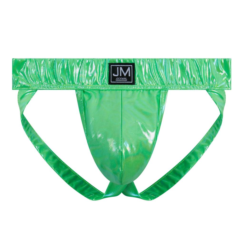 Jockstraps JOCKMAIL Fashion Low Waist Sexy Men's Underwear Gradient Colored Faux Leather Material Fabric Underpants