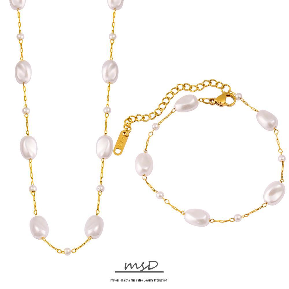 Retro Pearl Beaded Bracelet Necklace - Elegant Light Luxury Collarbone Jewelry
