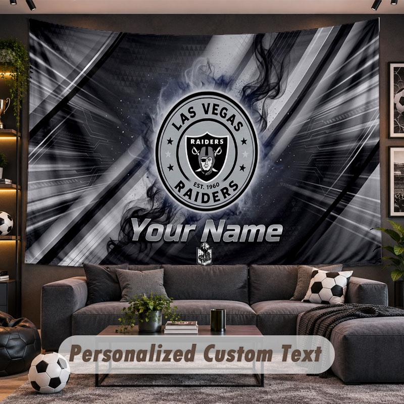Wall Hanging Tapestry Custom NameLas Vegas Raiders Pattern Personalized Printed Fabric Wall Decor