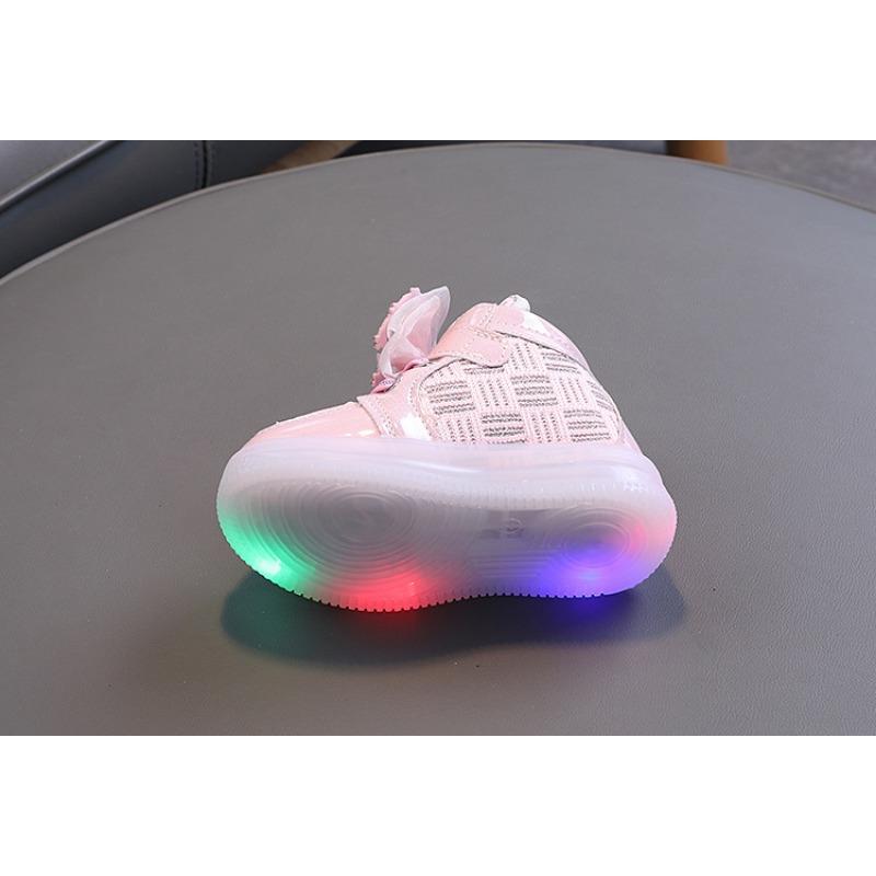 Kids Glowing Light Up Sneakers Girls Bowknot Princess Toddler Walking Sports Shoes
