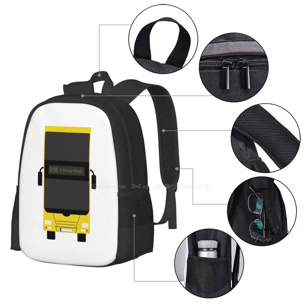 Berlin Double Decker Pattern Design Bag Student's Backpack Bus Berlin Bvg