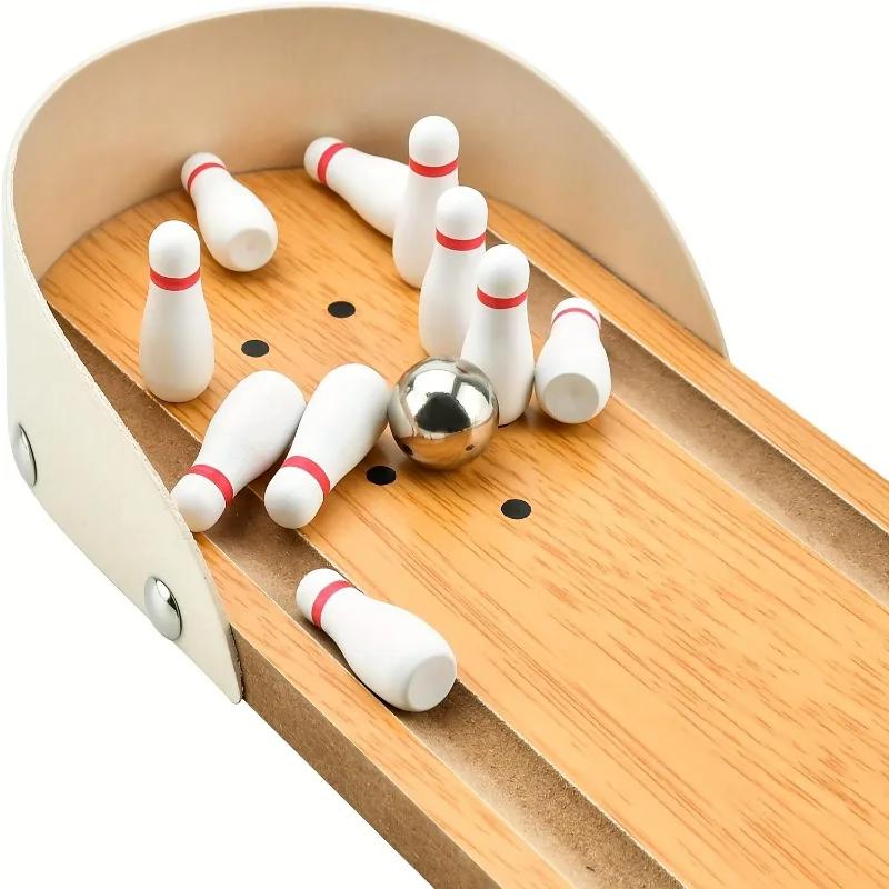 Desktop Mini Bowling Game Set High End Wooden Small Safe Innovative Desktop Toy Parent Child Interactive Fun Game Plaything