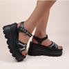 Summer Large Size Lolita Women's Shoes Metal Chain Love Harajuku ins Muffin Platform Wedge Heel Sandals