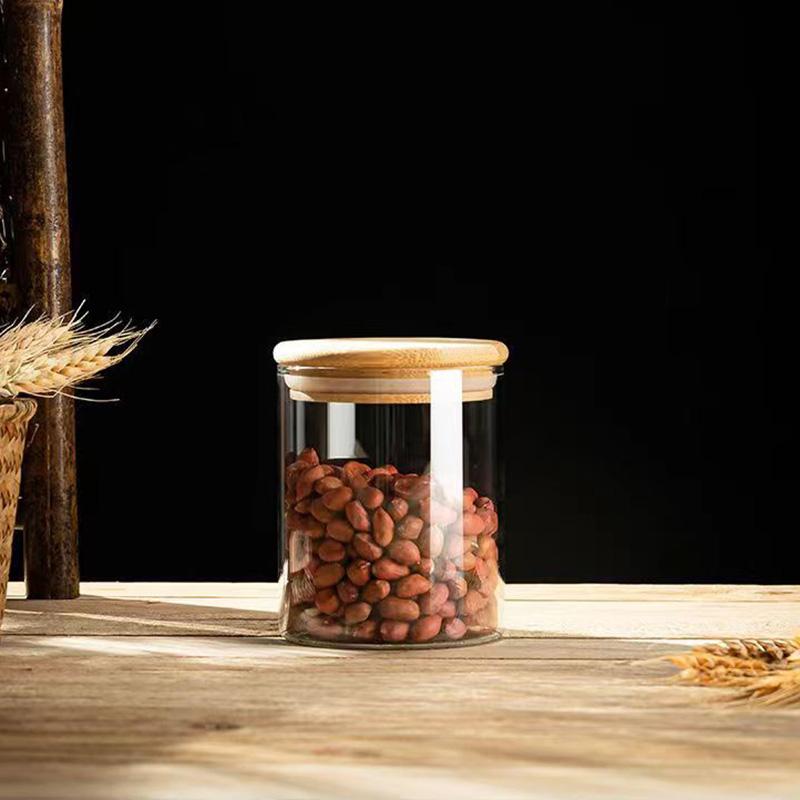 Mini Houten Deksel Glazen Koffiebonen Luchtdichte Bus Draagbare Voedselopbergcontainer Snoep Pot Thee Bus 100ML
