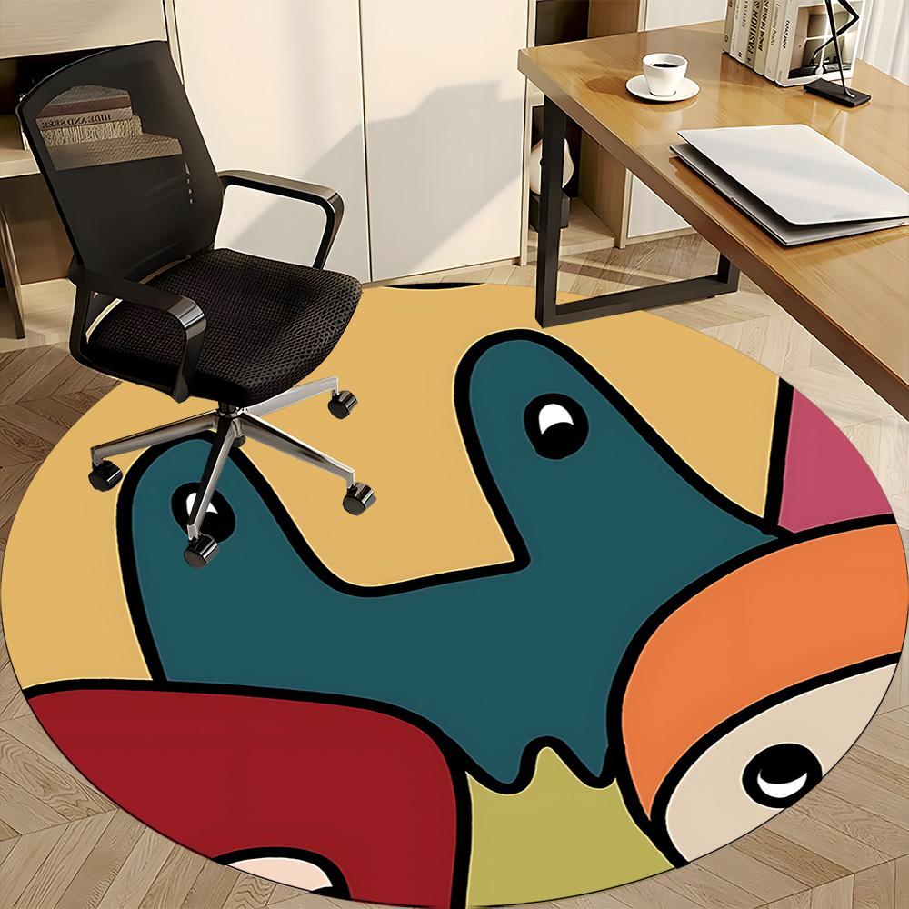 1pc Doodle Art Office Round Area Rug,  Mat Suitable For Office, Under Office Chairs Bedroom Living Room Home Decor, Room Deco