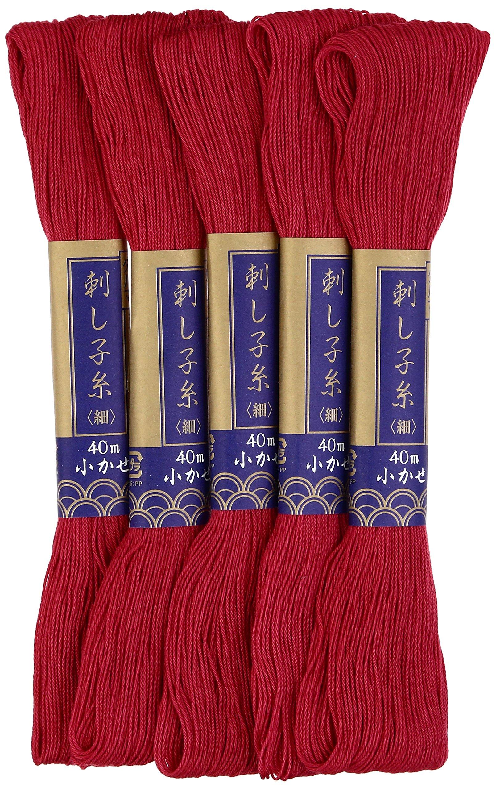 

Нитки Daruma sashiko тонкие, маленький моток 40 м, цвет 7, марена, набор из 5 мотков