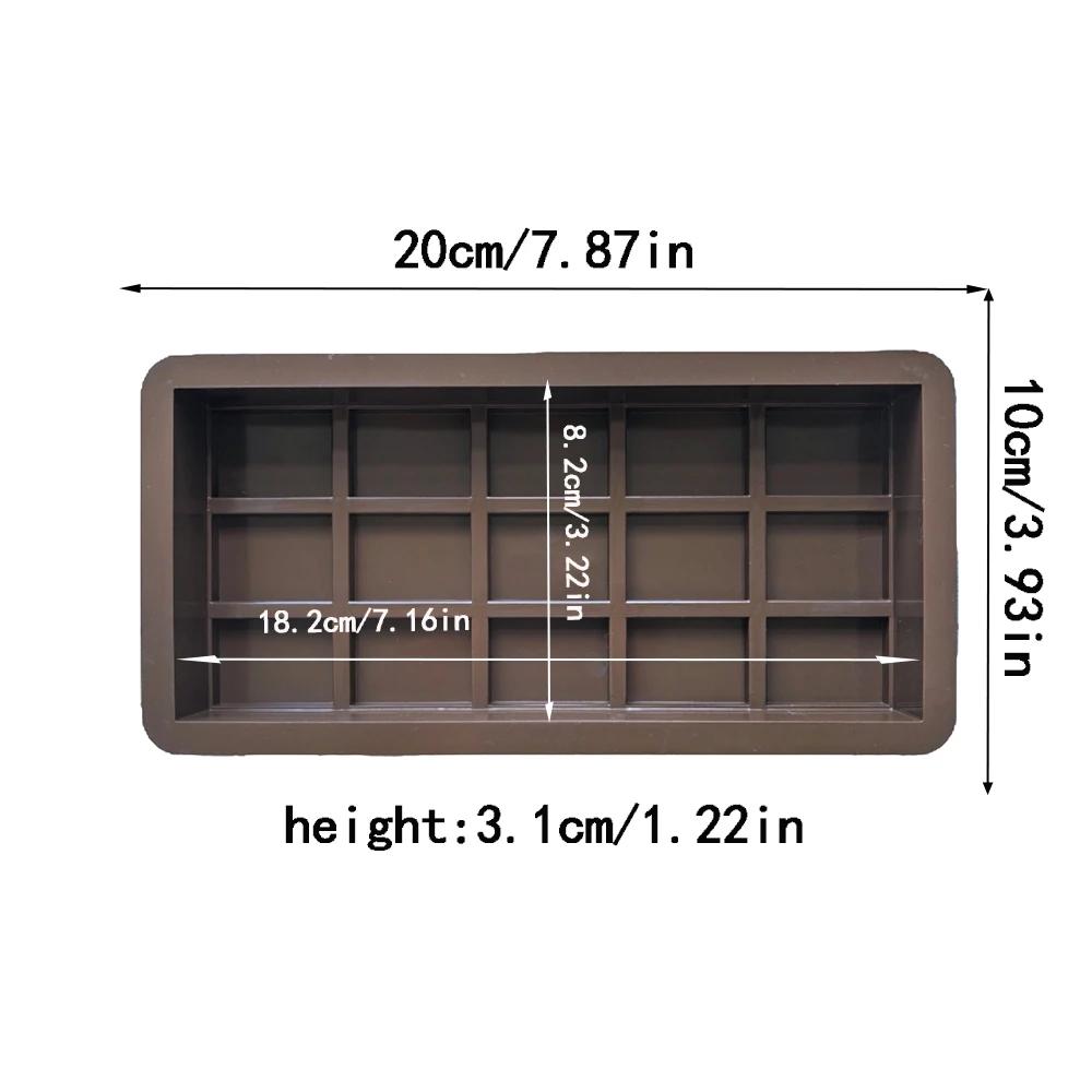 1pc 15 Grid Full Page Chocolate Bar Mold Silicone Dubai Pistachio Chocolate Bar Thick Mold for Filling Bar Baking Mold Ice Cube