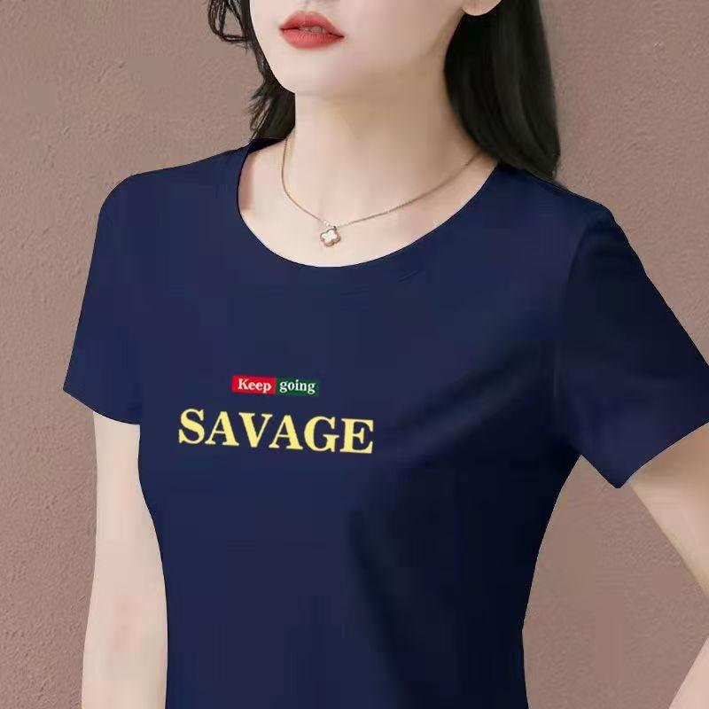 

High-end Temperament Pure Cotton Short-sleeved New Trendy Summer Korean Style Slim-fitting Tops and T-shirts 4XL королівський синій колір