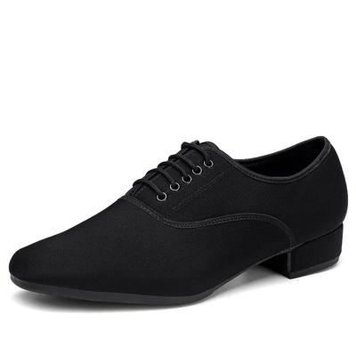 Men's Modern Ballroom and Square Dance Shoes with Outdoor Rubber Soles and Indoor Cowhide Soles, Made of Oxford Cloth
