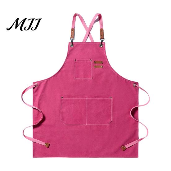 Catering And Chef Apron Canvas Work with Multi-Pocket, Waterproof Oil-Proof Cross-Back Apron, Protective for Cleaning Adjustable Straps Kitchen