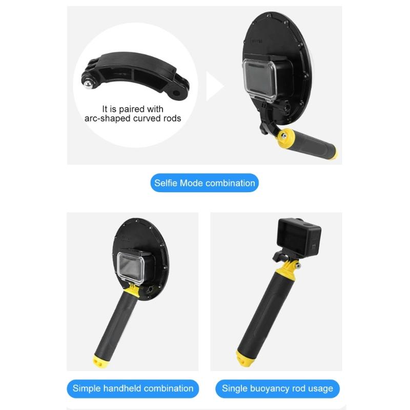 Underwater Split Level Dome Port For Action5/4/3 Cameras Waterproof Case with Floating Grip 30M Depth Protections