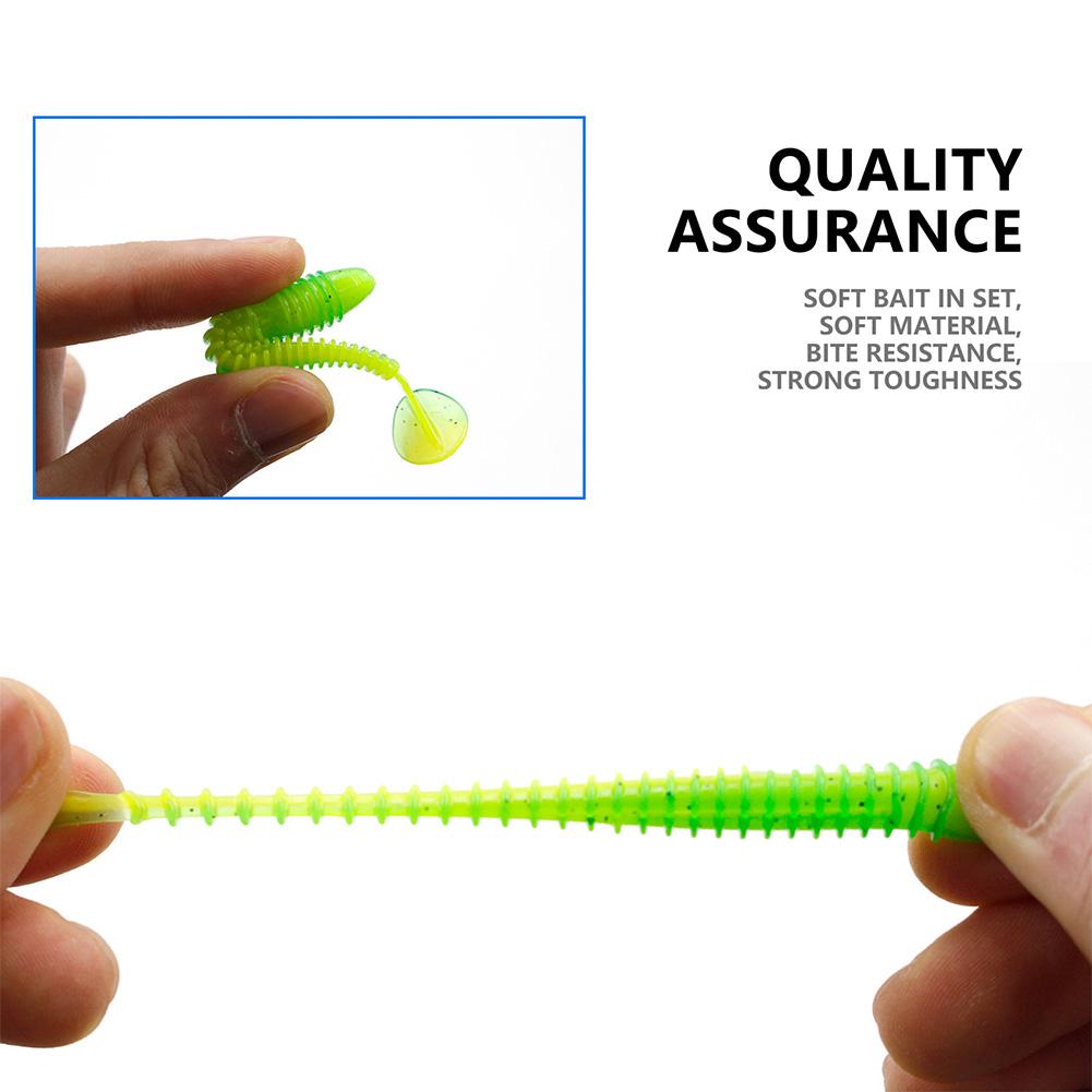 35pcs Soft Fishing Lures Kit T-Tail Swimbait with Jig Head Hook Snap Swivels Artificial Bait for Bass Trout Freshwater Saltwater