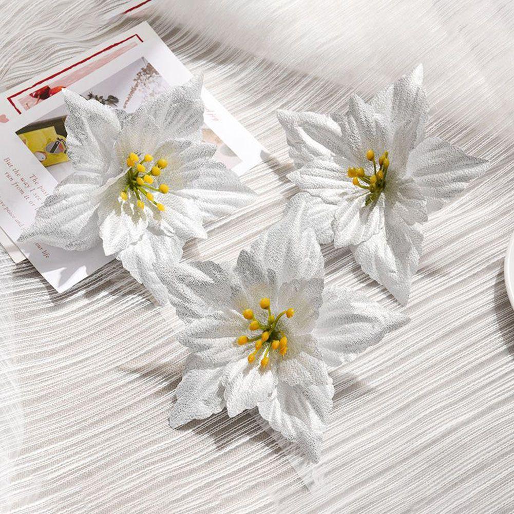 

Рождественские подвесные украшения в виде цветов, 10 штук, идеально подходят для рождественской елки белый