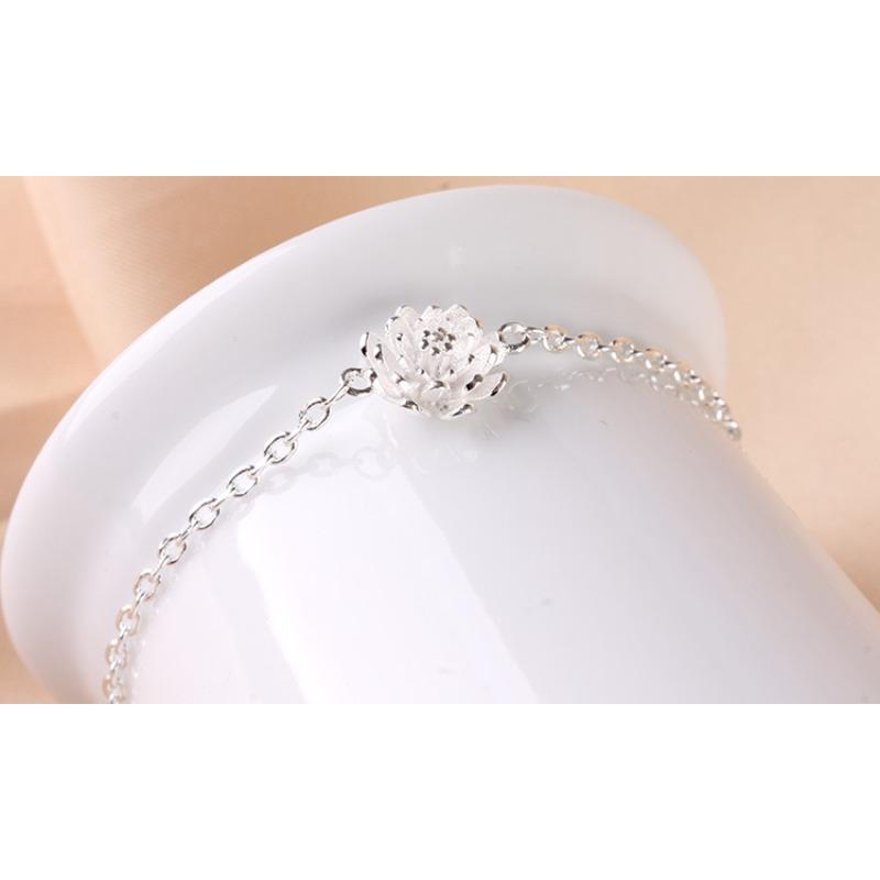 Модный посеребренный браслет женский свежий браслет лотоса темперамент, женские сладкие цветочные украшения для рук