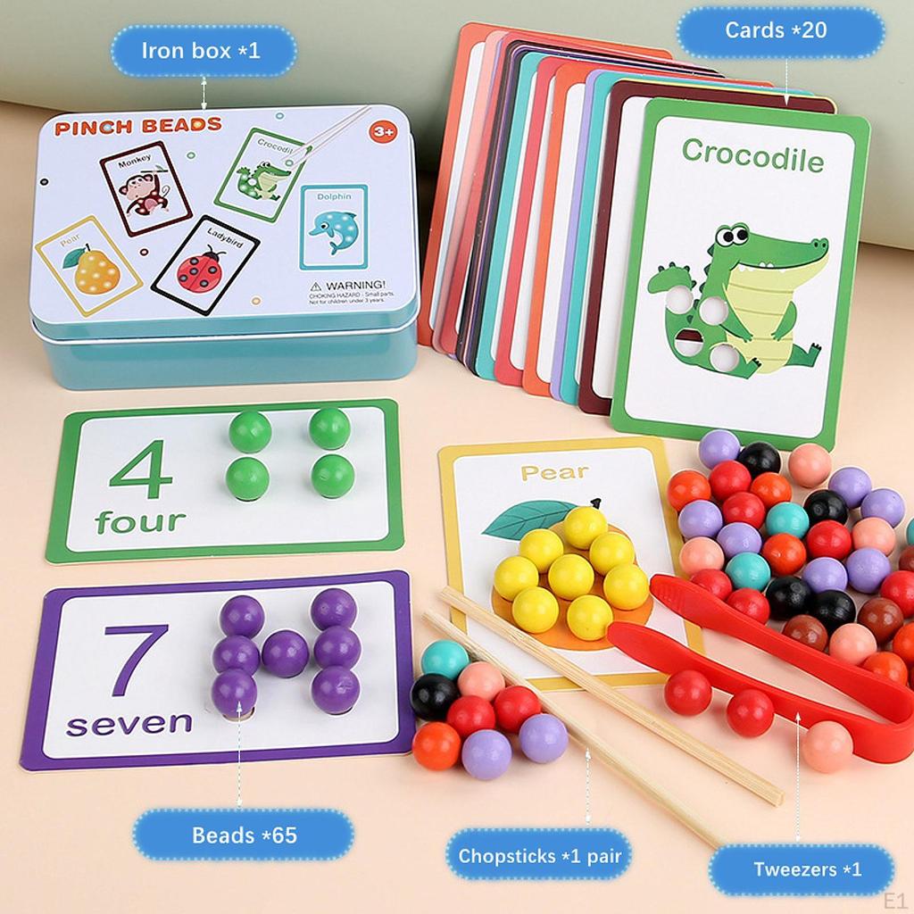 Clip Bead Matching Game Color Sorting Toy for Kids Boys and Girls Homeschool
