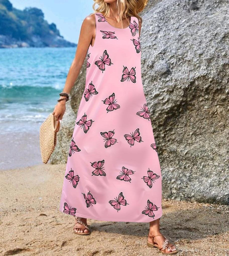 2024 Sleeveless Bohemian Print Women's Casual Dress