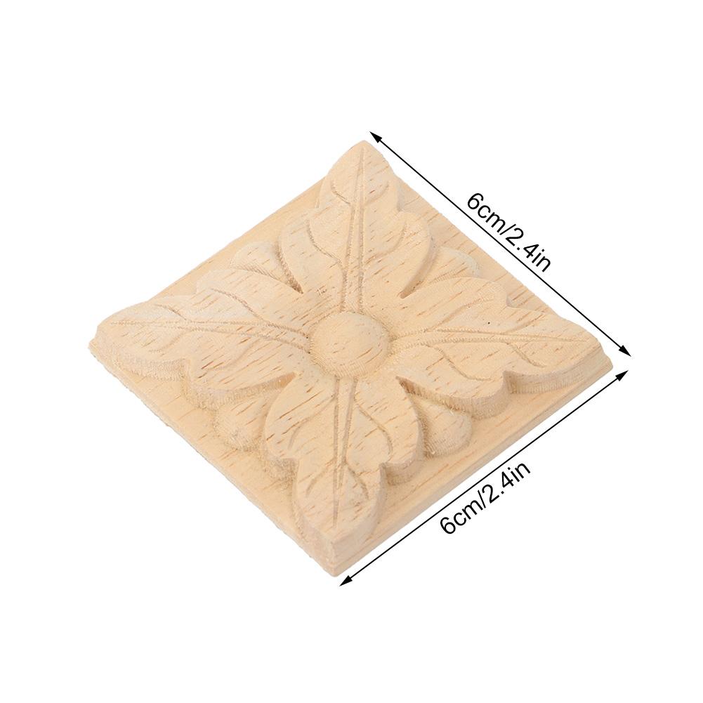 4 Stück schnitzende karierte Applikation, unbemalter Aufkleber für Möbeldekoration