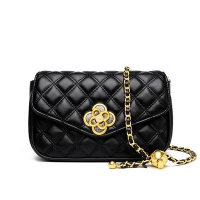 Trendy Women's Bag Soft Leather Texture Chain Bag for Women's Fashion Versatile One-shoulder Crossbody Small Square Bag Embroidered Diamond Bag