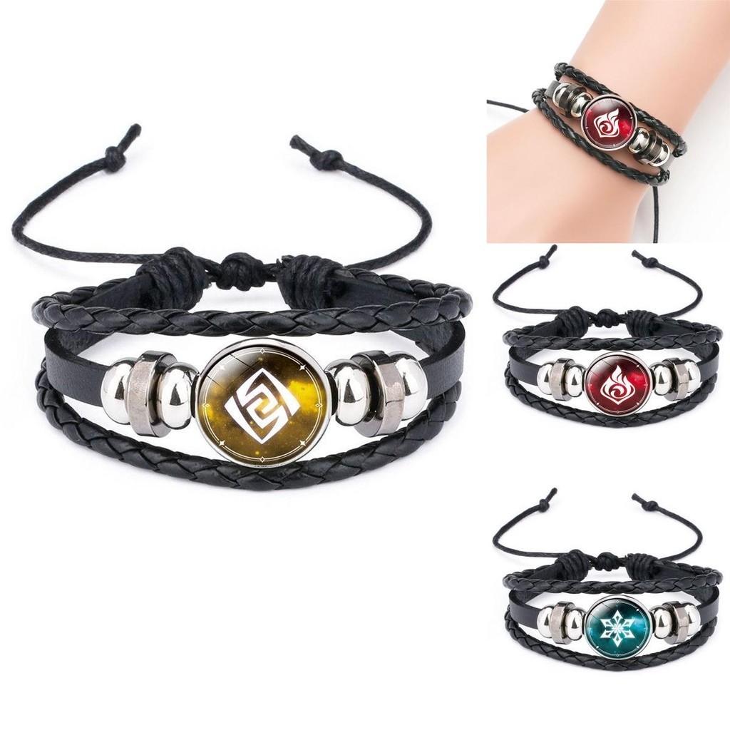 Bracelet Lumineux Genshin Impact avec Bracelet Réglable en Cuir PU pour Briller la Nuit