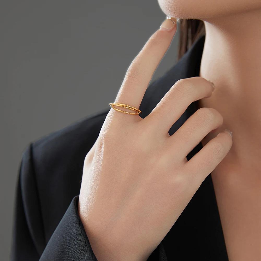 Fashion 3 Finger Ring Sets For Women Stainless Steel Wedding Engagement Rings for Couples Personalized Jewelry Wholesale