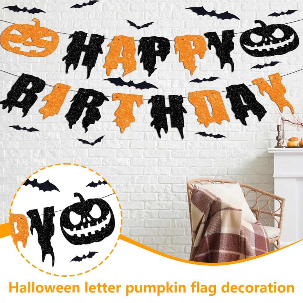 Halloween Letter Pumpkin Flag Decoration Banner Arrangement