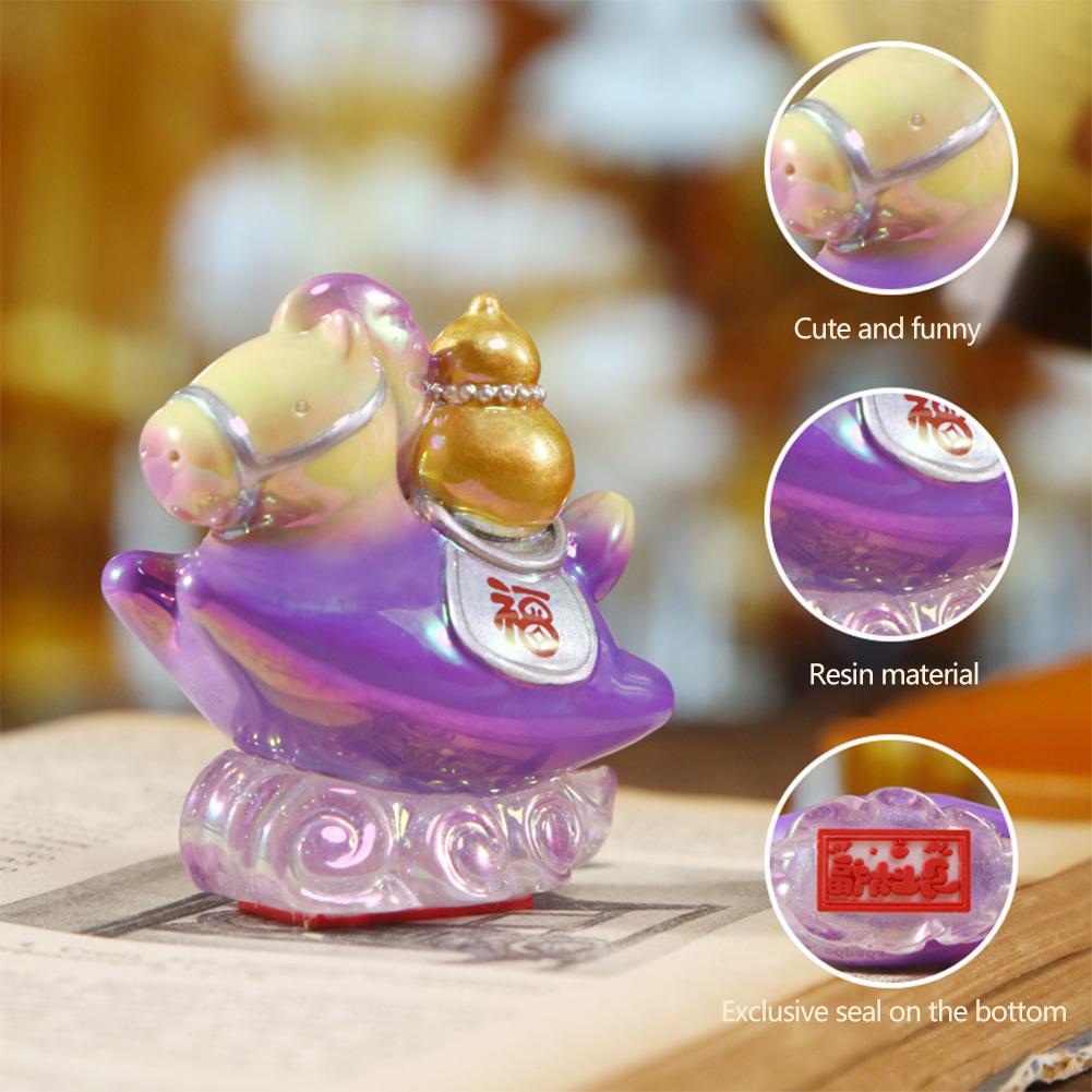 Chinesischer Stil Kleines Pferd Siegel Ornament Mit Stempelkissen Cartoon Glück Pony Schreibtisch Heimdekoration Neujahrsgeschenk Festtagsgeschenk