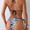Zebra-Print Schnür-Halterneck-Bikini Badeanzug 2025