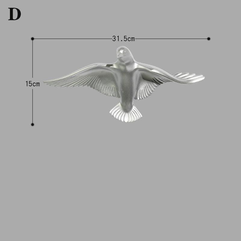 3D resin bird wall decorations three-dimensional wall stickers white gold bird statue living room TV sofa background wall art