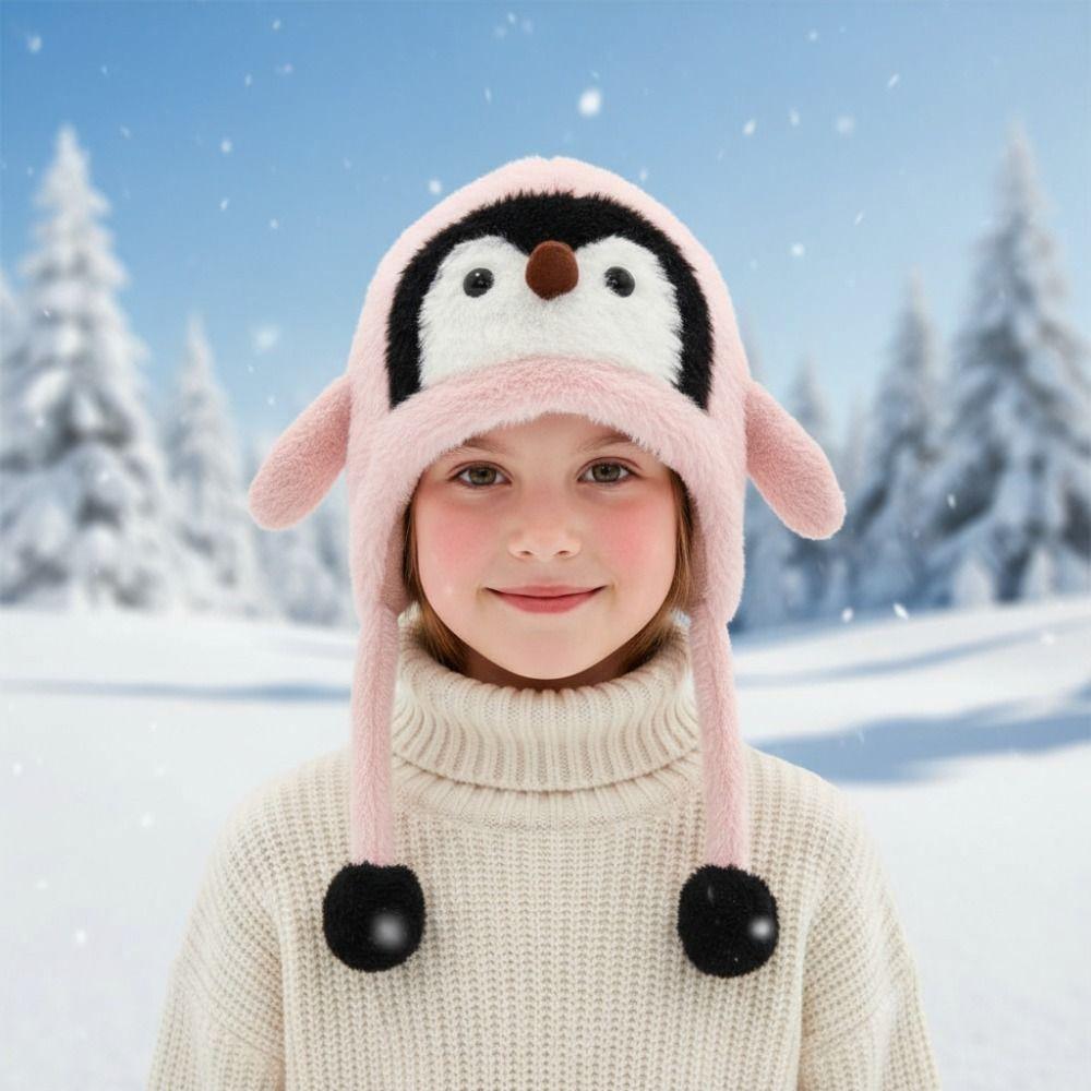 Breathable Cartoon Penguin Balaclava Hat Windproof Plush Penguin Hat  Outdoor Activities