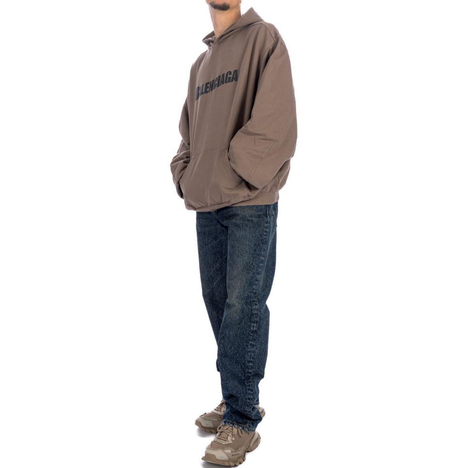 Balenciaga Boxy Logo Hoodie 'Taupe Black' Men's 729361TNVL27761