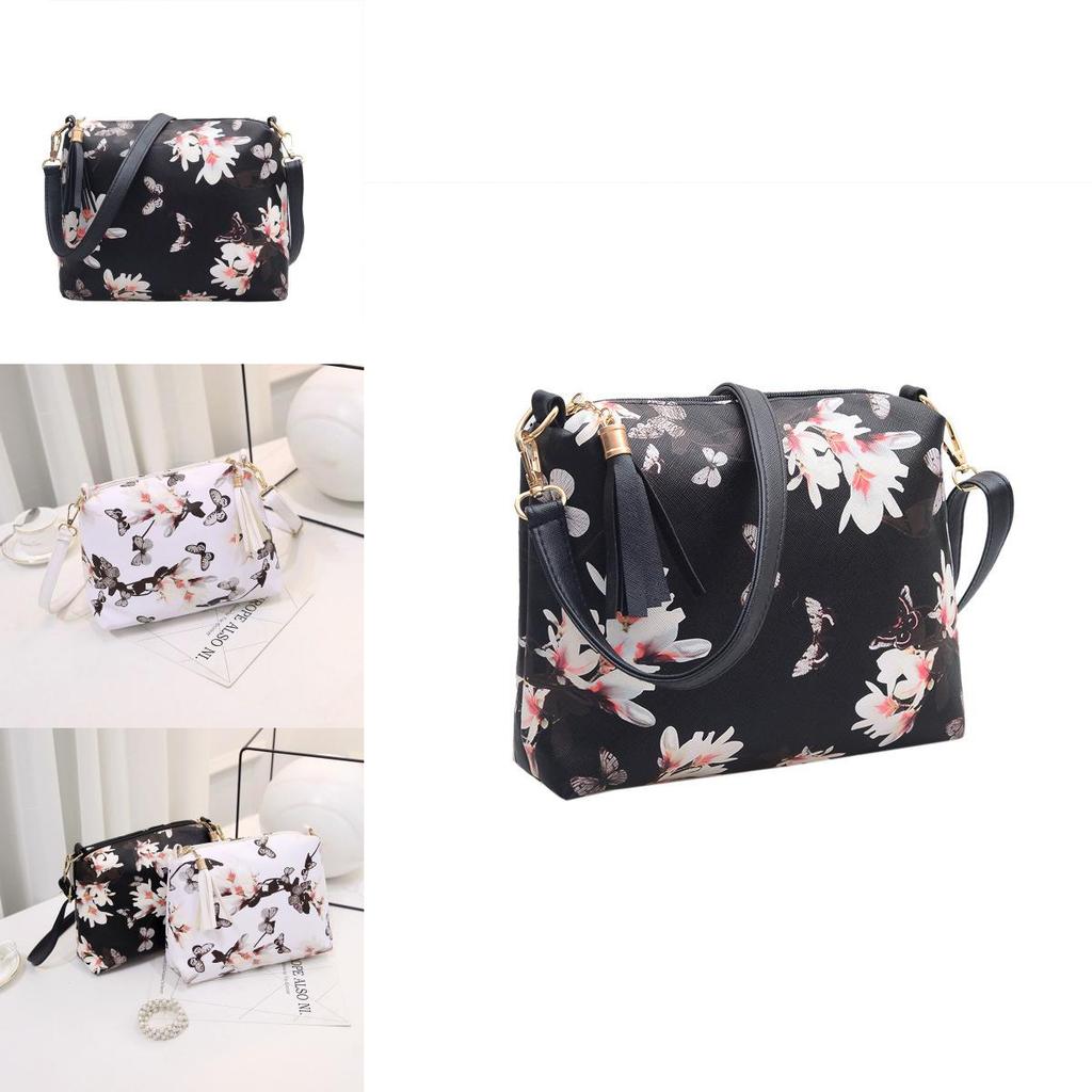 Stylish Ladies Shoulder Bag With Flower Print Durable Nylon Lining Neutral Gender