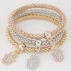 Platform Explosion, European and American Flash Diamond Big Peach Heart, a Variety of Three-color Corn Chain Bracelets, Three-piece Bracelets