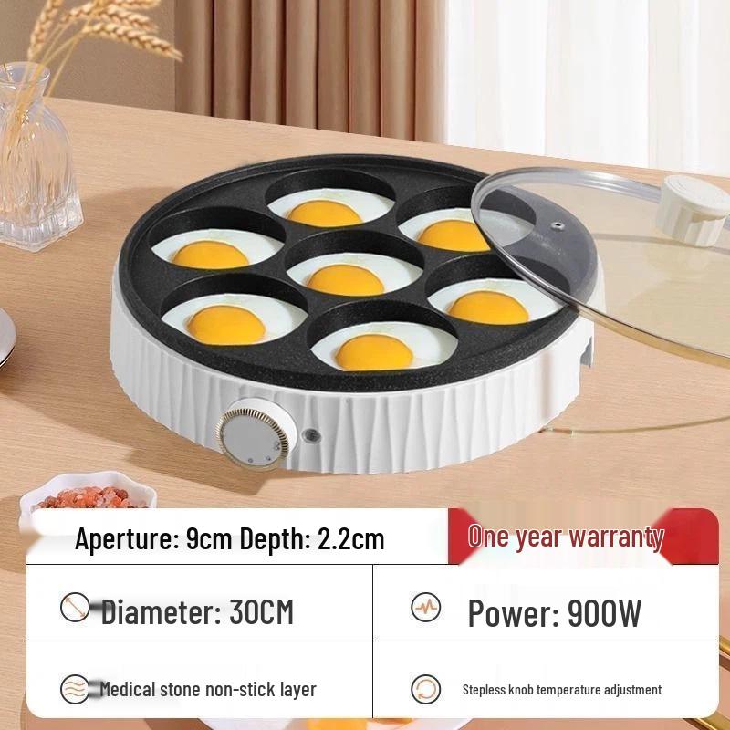 Non-stick 7-Hole Egg Frying Pan for Breakfast and Hamburgers