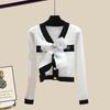 Autumn Korean Style Knitted Sweater Cardigan Button Decoration Wide Leg Pants Two Piece Elegant Women's Pants Set