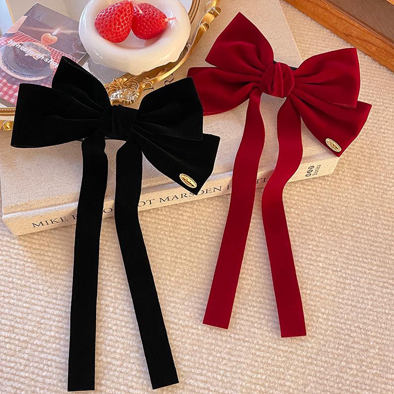 High-End Christmas Red Bow Hair Clip for Updo Styles