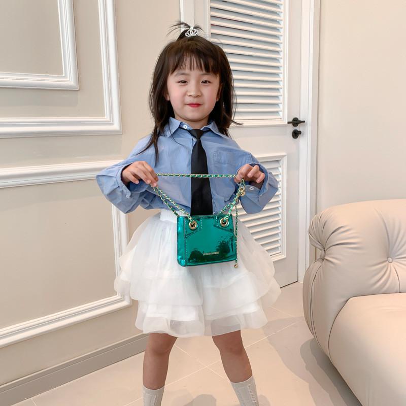Stylish Pure Color Baby Shoulder Bag Trendy Korean Design For Kids With Breathable Material