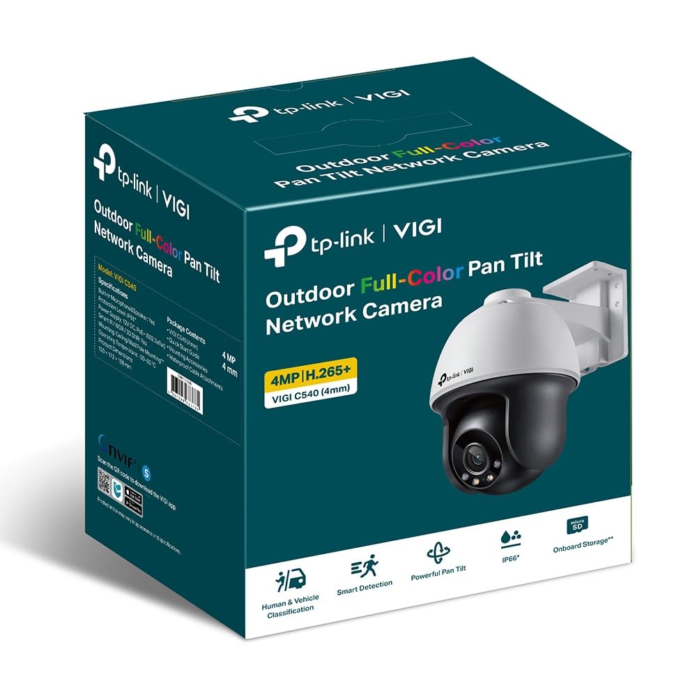 ONVIF VIGI 4MP Outdoor Full Color Network Camera Security Camera VIGI C540 TP-Link Pan-Tilt (4mm)