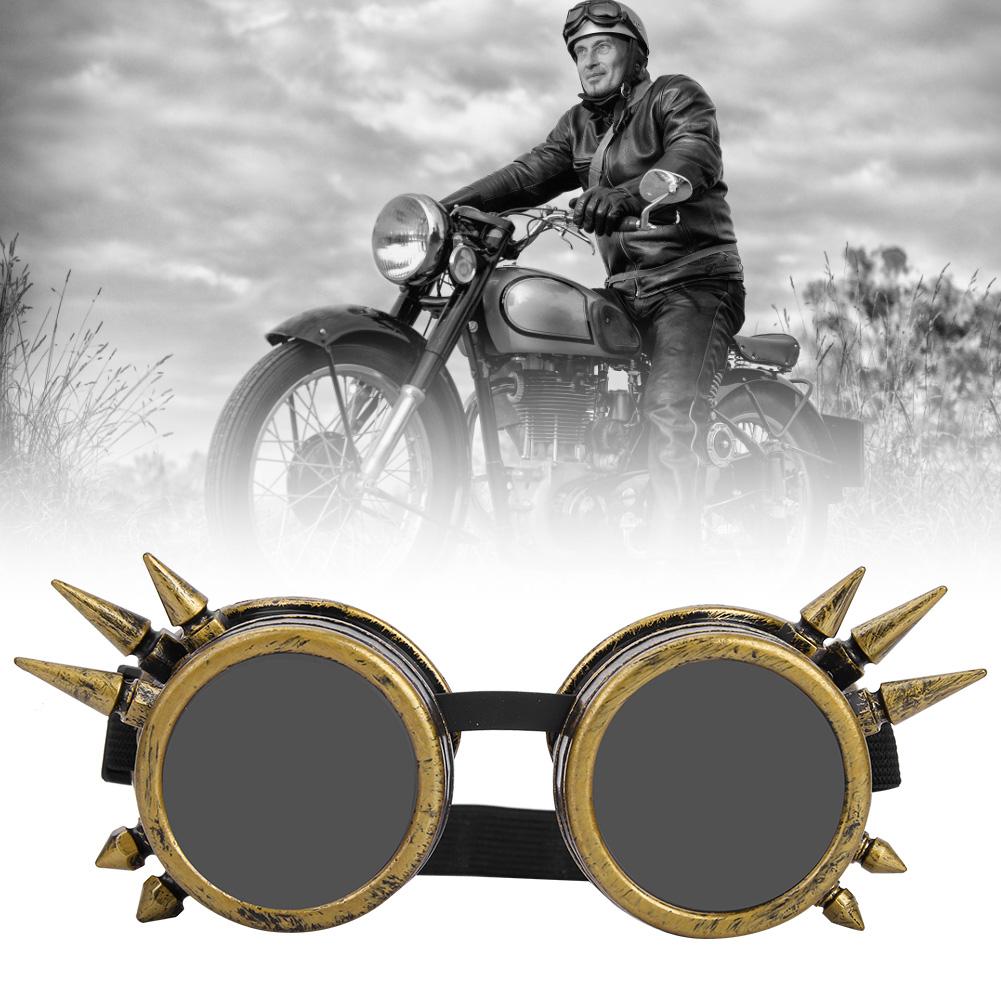 Vintage Spiked Steampunk Goggles Cosplay Glasses Double Layer Windproof (bronze)